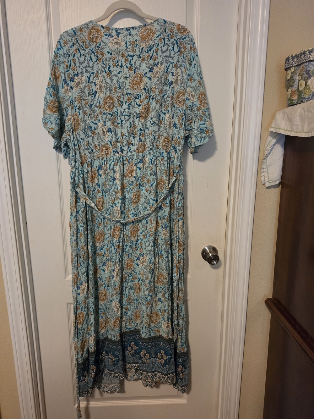 Bohemian Floral V-Neck Maxi Dress in Light Blue - Picture 2 of 6